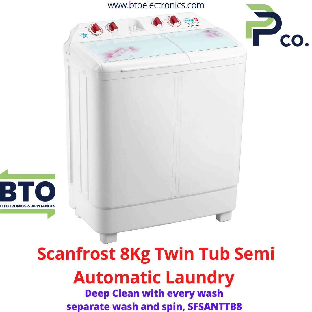 Scanfrost 8KG Semi Automatic Washing Machine, Twin Tub