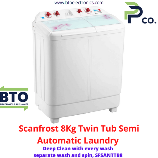 Scanfrost 8KG Semi Automatic Washing Machine, Twin Tub