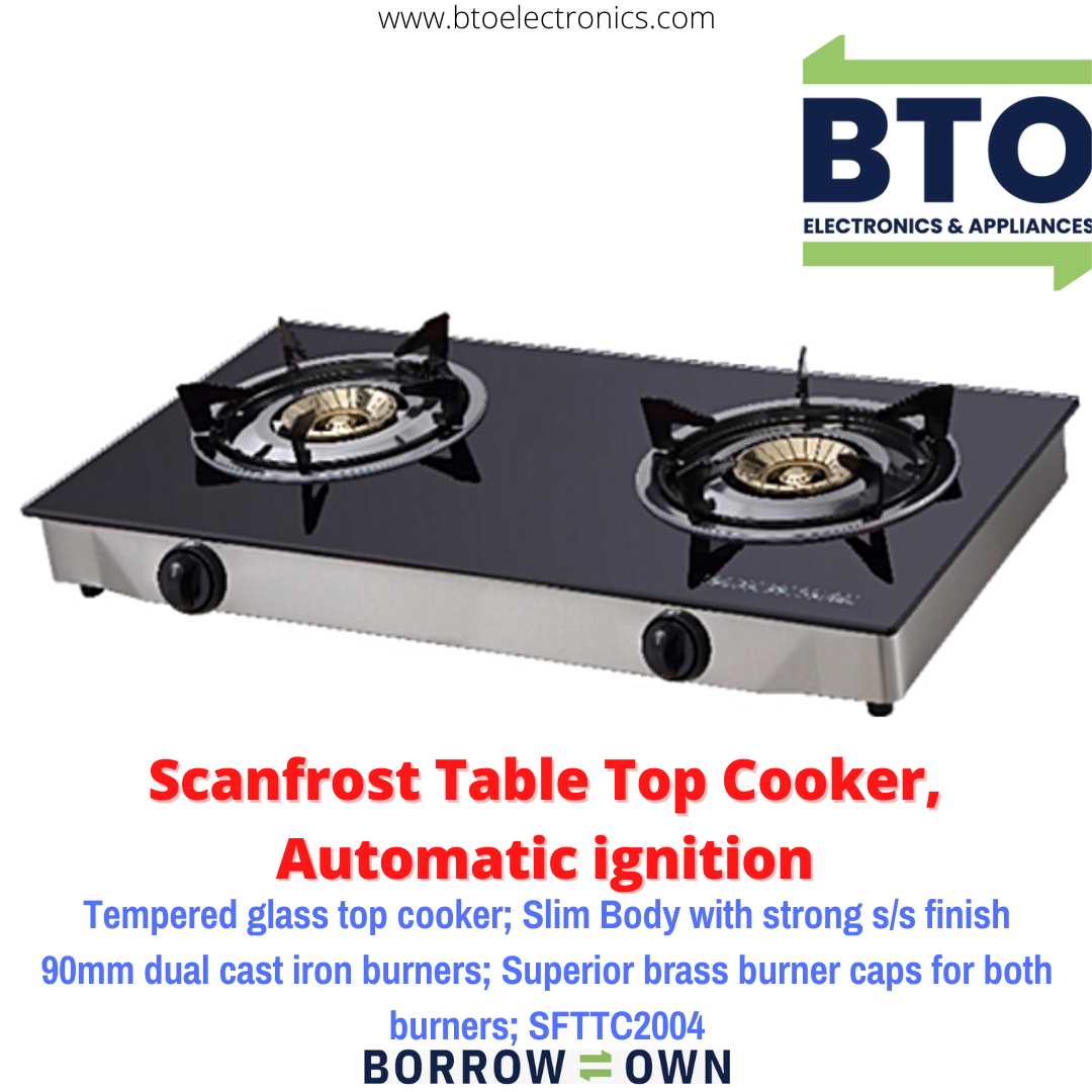 Scanfrost Table Top Gas Cooker, Automatic Ignition BTO Electronics